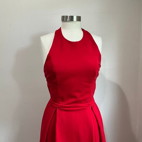 DRA Anthropologie Dress Halter Backless Skater Red Dress Size Small - Picture 7 of 7